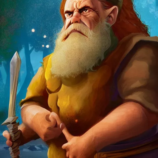 Prompt: portrait of a dwarf showing off the humongous raw gold nugget, realistic, beautiful, fantasy art, dnd, lord of the rings, by eyvind earle, james jean, concept art, sharp focus, ray tracing