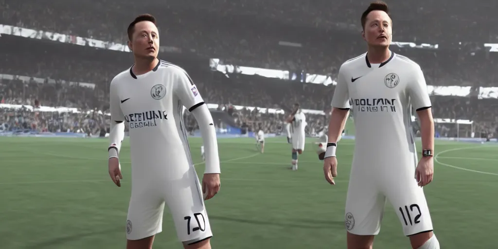 Image similar to Elon Musk in FIFA 22, 4K HD, cinematic view