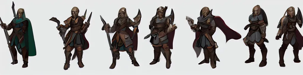 Prompt: dnd paladin character turnaround sheet, rpg, isometric isometric isometric, 8 clone views, d & d, trending on artstation, consistent default pose