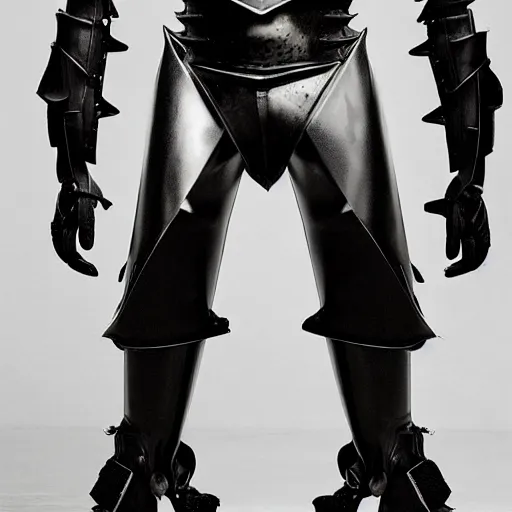 Image similar to Battle armor designed by Rick Owens, fashion photography