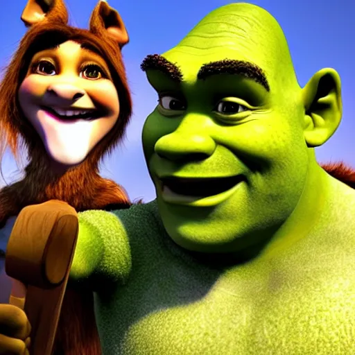 Image similar to shrek accidentally takeing a selfi