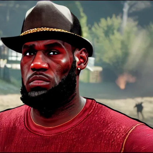 Image similar to LeBron James in red dead redemption 2 4k detail