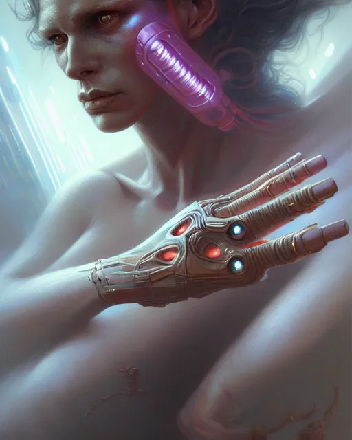 Prompt: human hand fantasy character portrait, ultra realistic, wide angle, intricate details, blade runner artifacts, highly detailed by peter mohrbacher, boris vallejo, hajime sorayama aaron horkey, gaston bussiere, craig mullins