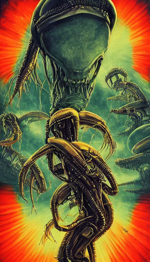 Prompt: movie poster of aliens, cutting douglas firs, highly detailed, hyper realistic, large text, bright colours