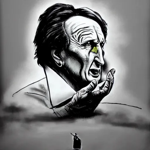 Image similar to neil warnock as the grim reaper in the style of banksy