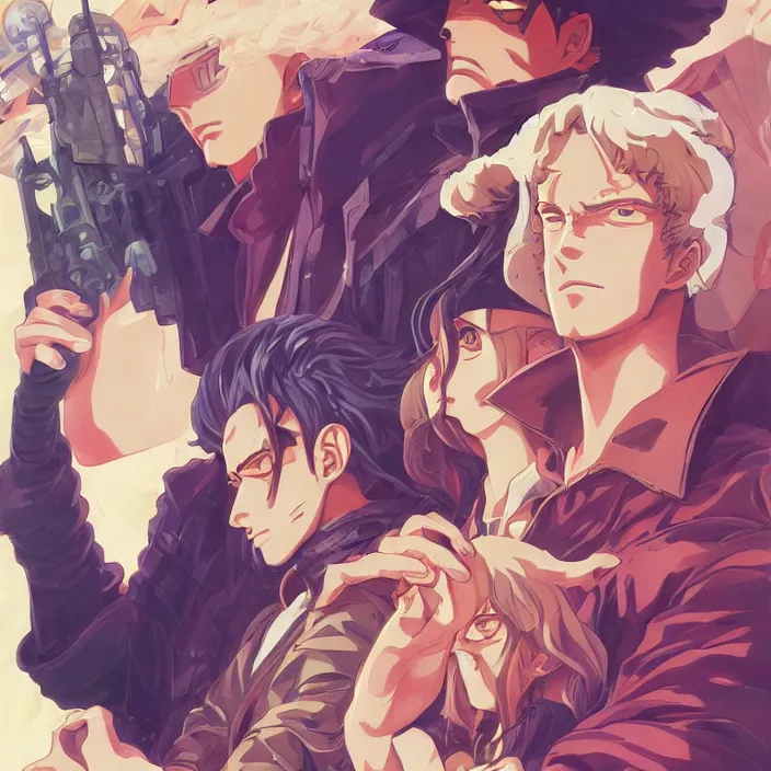 Image similar to anime portrait one piece, futuristic science fiction, mucha, hard shadows and strong rim light, art by jc leyendecker and atey ghailan and sachin teng