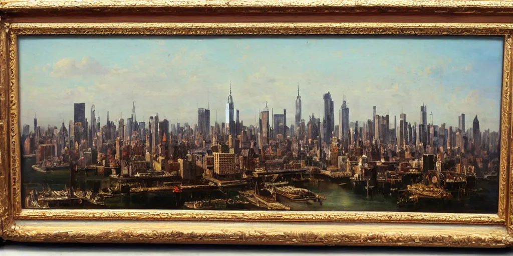 Image similar to very very very beautiful oil painting of New York in the 1800s, 4k detailed, very very well detailed painting