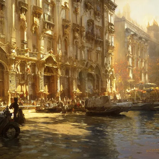 Image similar to detailed cinematic wide shot of milano, ultra realistic, spring light, painting by gaston bussiere, craig mullins, j. c. leyendecker