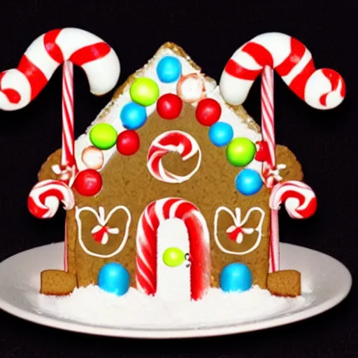 Prompt: gingerbread house with candy