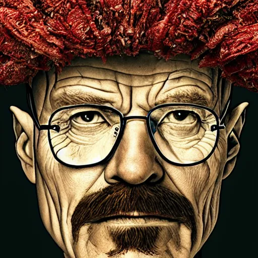 Image similar to giuseppe arcimboldo, walter white, new scifi movie, film still, seeds, legumes