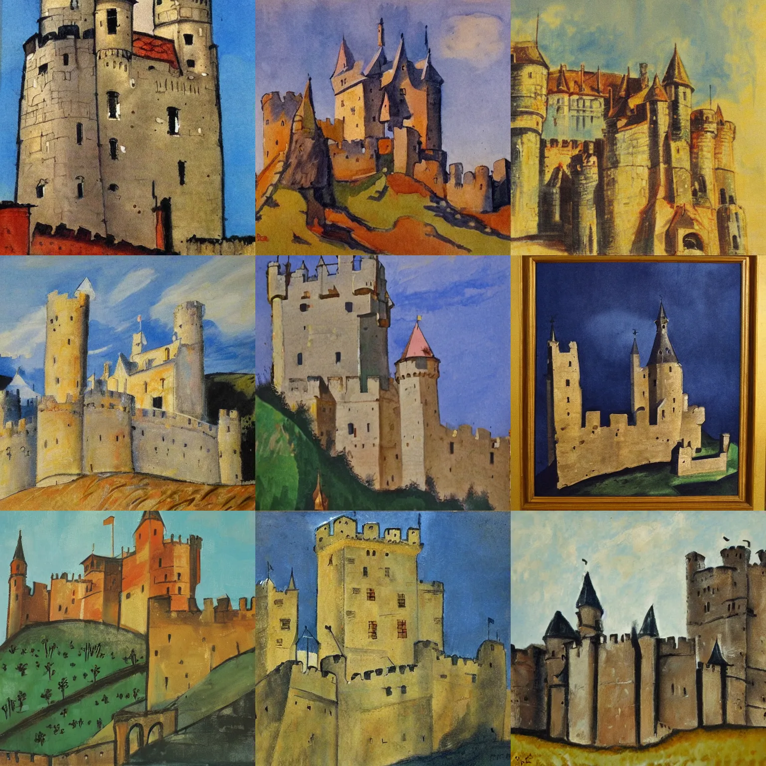 Prompt: medieval castle, by fritz bleyl