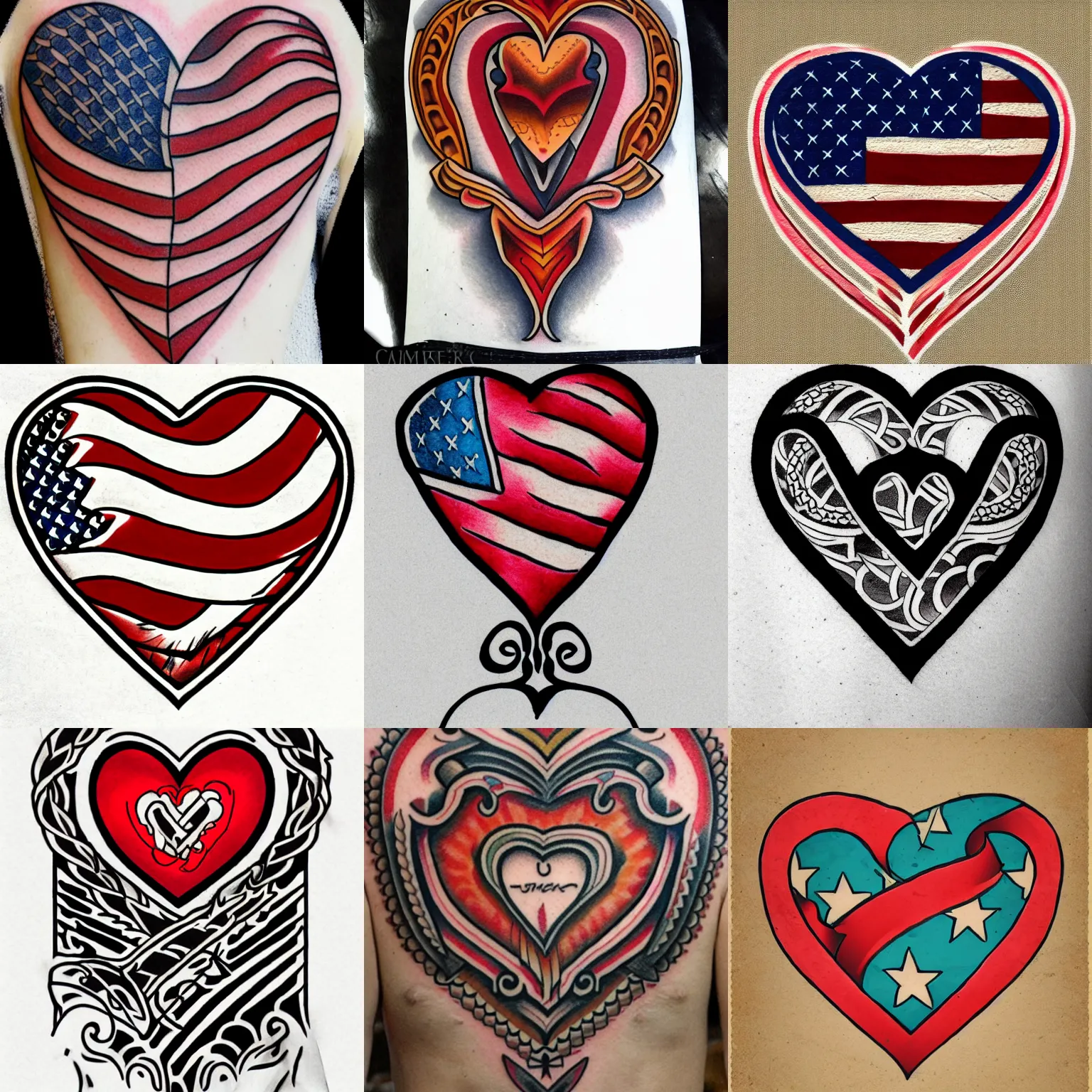 Prompt: traditional american tattoo flash, heart with banner