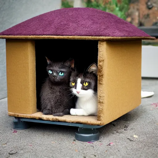 Prompt: photo of a cat house