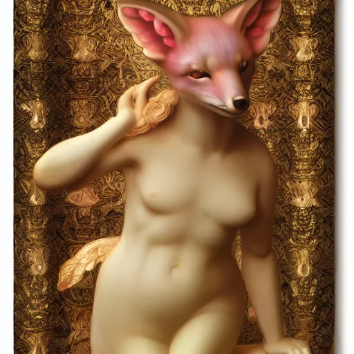 Image similar to hyperrealistic detailed candle fox in baroque painting, lights, art by ernst haeckel, john william godward, hammershøi, alphons mucha, pontormo, ornamental, decorative, art nouveau wallpaper, lights by hopper, pastel deep colours,