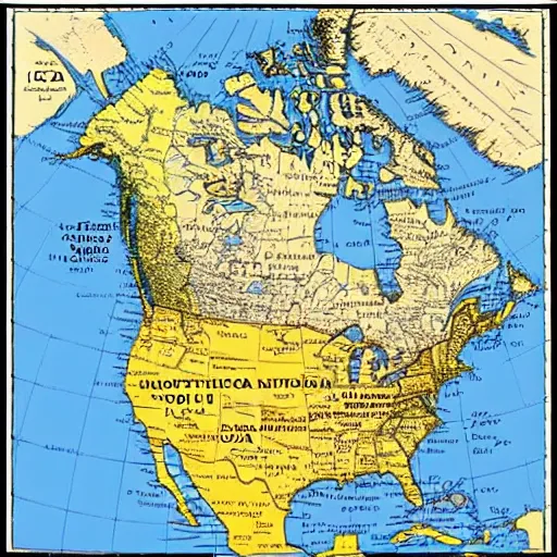 Prompt: map of north america with labels