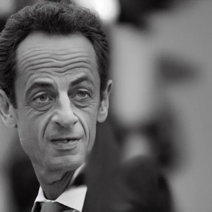 Prompt: picture of Nicolas Sarkozy, low quality cctv footage, film grain