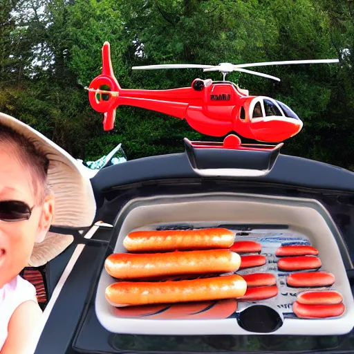 Image similar to Helicopter with hotdogs