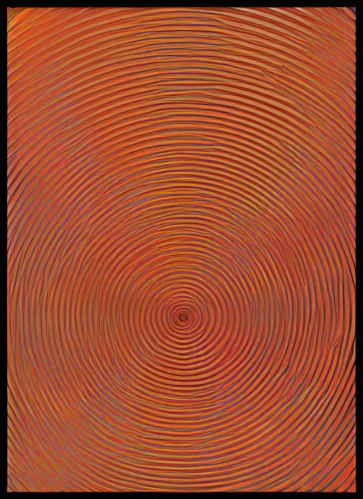 Image similar to an orange background with a circular design, a raytraced image by kenneth noland, polycount, generative art, quantum wavetracing, ray tracing, global illumination
