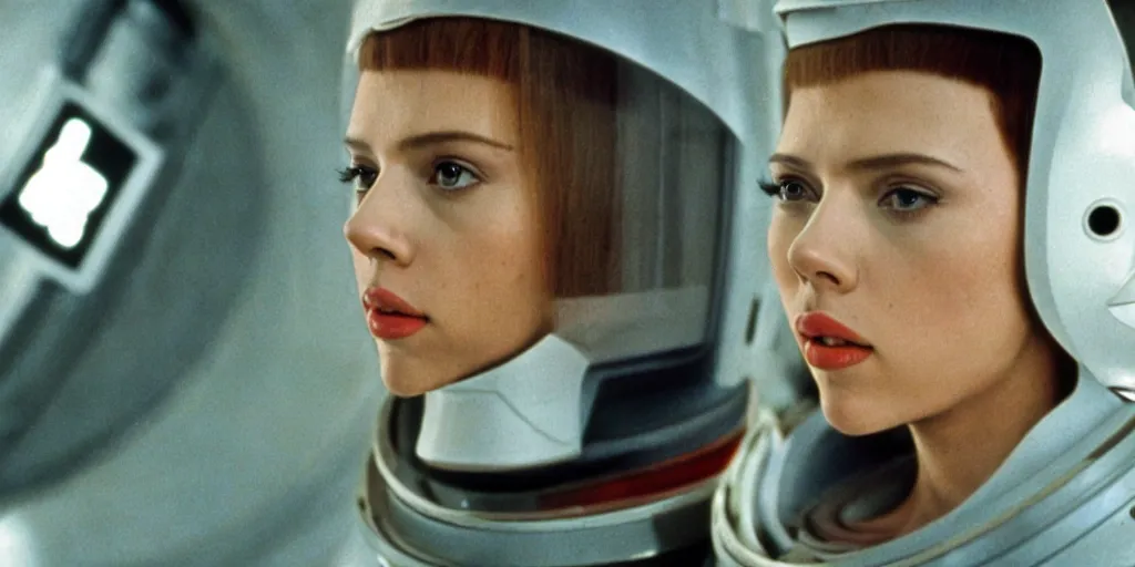 Image similar to Scarlett Johansson in a scene from 2001 a space odyssey