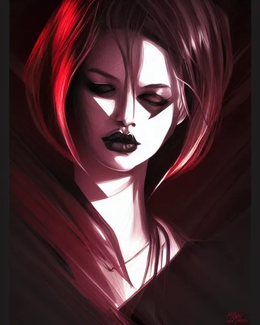 Prompt: black crimson ink smoke portrait of a fork, artgerm, wlop, artstation