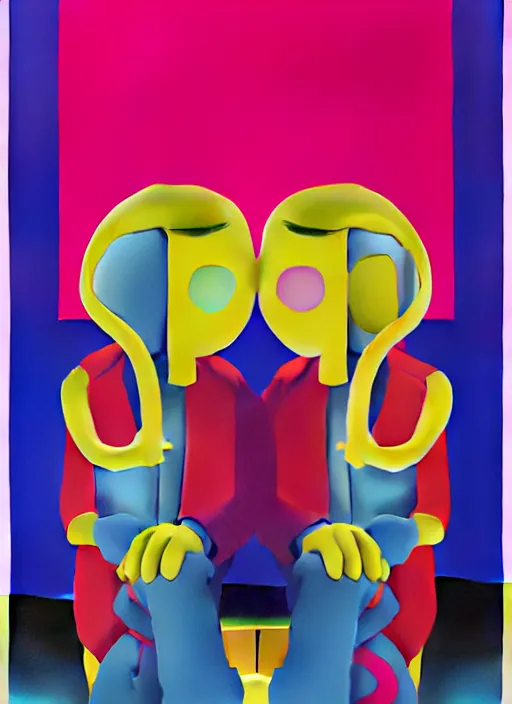 Prompt: men listening to music by shusei nagaoka, kaws, david rudnick, airbrush on canvas, pastell colours, cell shaded, 8 k