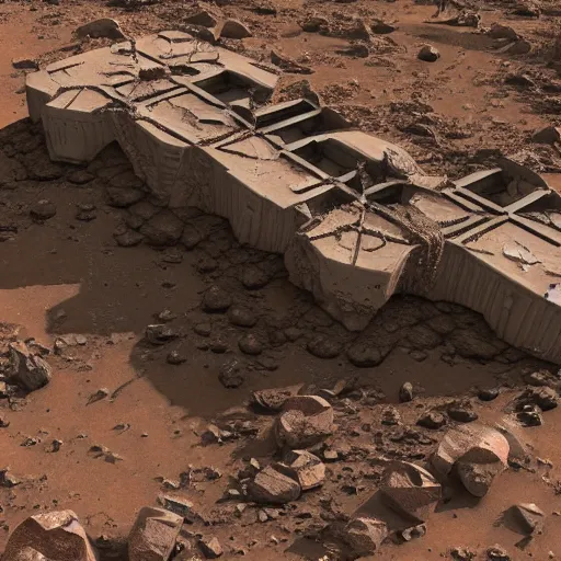 Prompt: the ruins of an abandoned city on mars