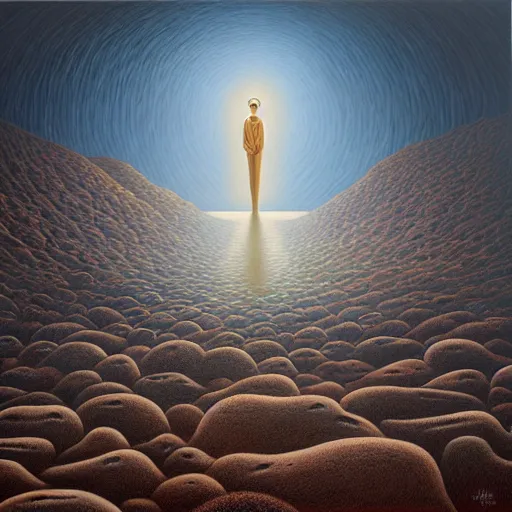 Image similar to in a dream, are all the characters really you? by jeffrey smith, oil on canvas