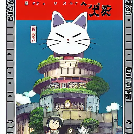 Prompt: studio ghibli tokyotv manga cat