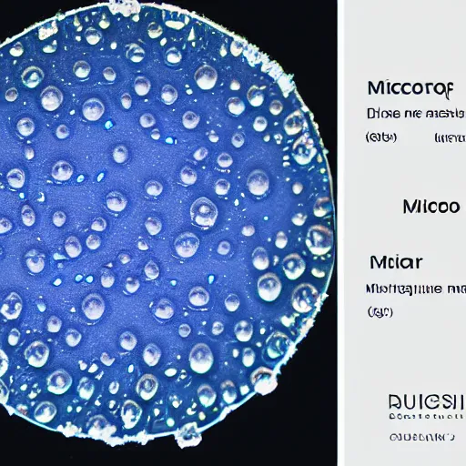 Prompt: microscopic petri dish photo of a transparent sectioned cobalt blue - green flagellated bacteria, aeruginosa, microscopic photo, macro, dark black background, fluids inside