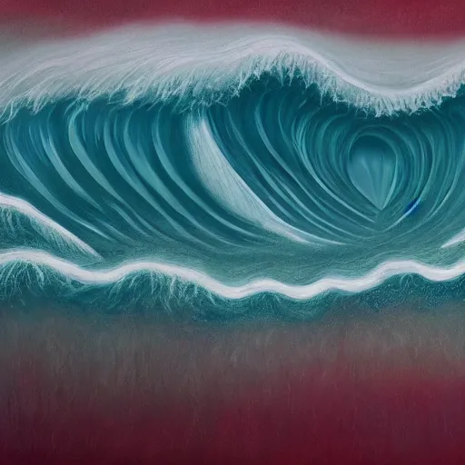 Image similar to A surreal wave of love made of the soul of rain, 8k, painting, ultra realistic