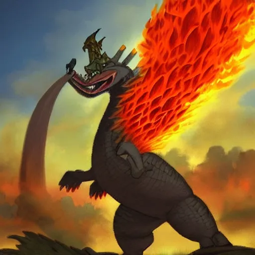 Prompt: king dodongo, fire breathing