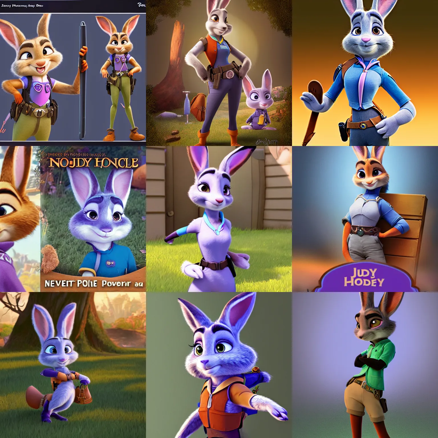 Prompt: A picture of Judy Hopps from Disney's Zootopia, on-model, D&D portrait, Neverwinter Nights