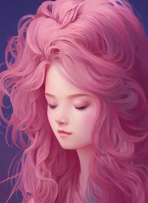 Image similar to beautiful girl pink blob hair, cute, intricate, highly detailed, digital painting, trending on artstation, concept art, smooth, sharp focus, backlit, rim light, vivid colors, illustration, unreal engine 5, 8 k, art by rossdraws and alphonse mucha