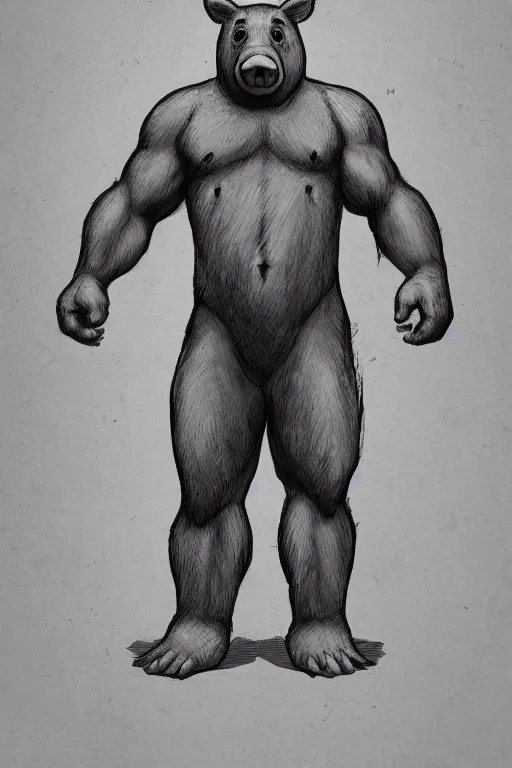 Image similar to half man half bear half pig, marvel comics style, dark fantasy, trending on artstation,