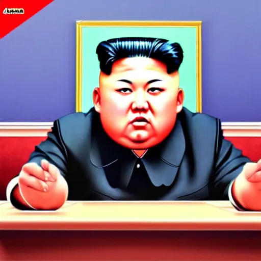 Image similar to kim jong un in anime, 4 k, hyper realistic, anime style, illustration