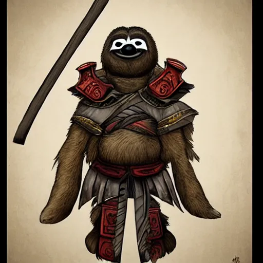 Image similar to anthropomorphic sloth in samurai armor