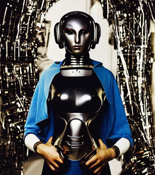 Prompt: portrait_photo_of_a_stunningly beautiful gynoid android, hyper detailed by Annie Leibovitz, Steve McCurry, David Lazar, Jimmy Nelsson, professional photography