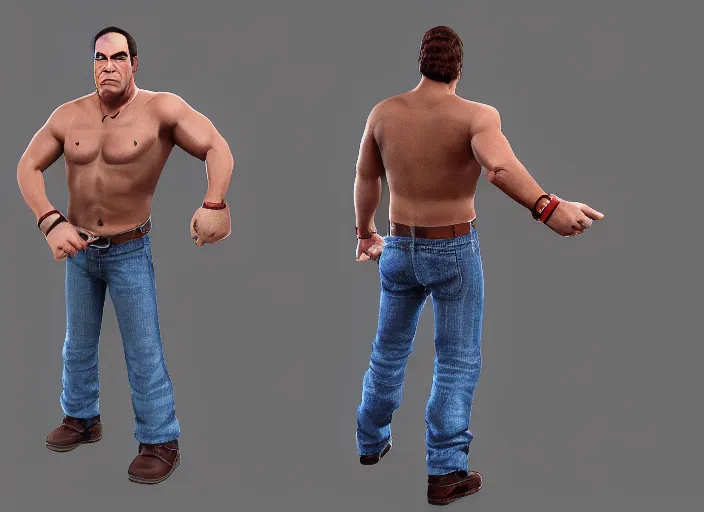 Image similar to 3 d model of jon taffer character in fighting game, stylized 3 d graphics, hdr, ultra graphics, ray tracing, 4 k image