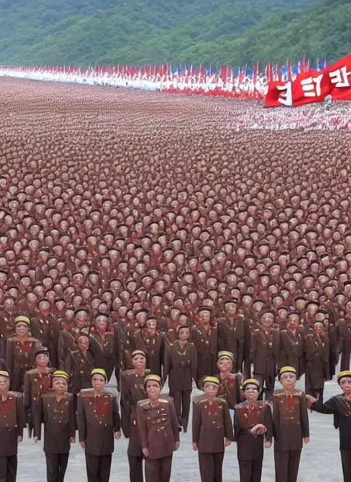 Prompt: north korea is the best country where the sun always shines on juche and kim jong - un leads the korean people into a bright communist future bosch - inspired
