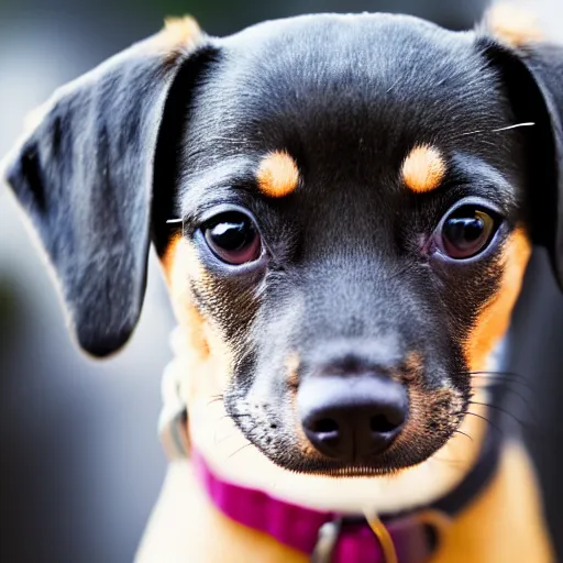 Image similar to closeup portrait photograph of chiweenie puppy, 4 k