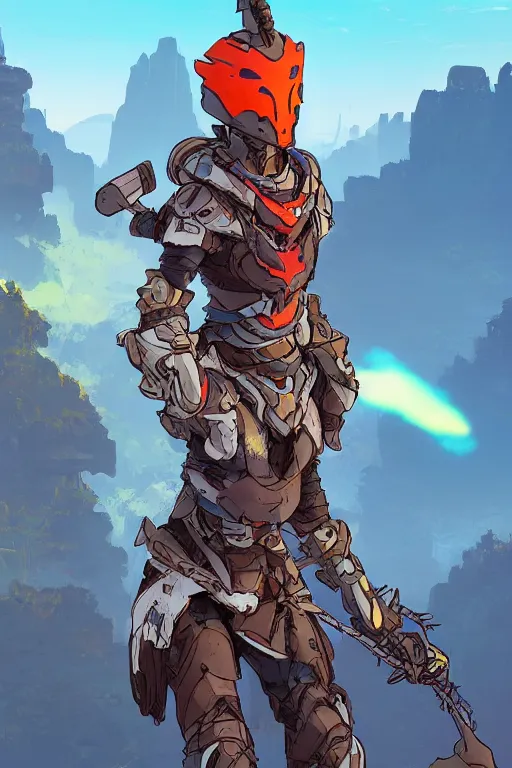 Image similar to combination suit armor aloy horizon forbidden west horizon zero dawn robot ninja mask helmet backpack tribal, art gta 5 comics, official fanart behance hd artstation by jesper ejsing, by rhads, makoto shinkai and lois van baarle, ilya kuvshinov, ossdraws radiating a glowing aura cgi rtx 2 0 2 2