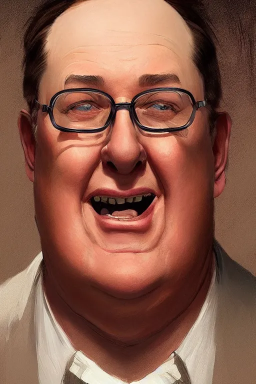 Prompt: John Lasseter portrait, funny face sticking out tongue, highly detailed, digital painting, artstation, sharp focus, illustration, art by greg rutkowski and alphonse mucha
