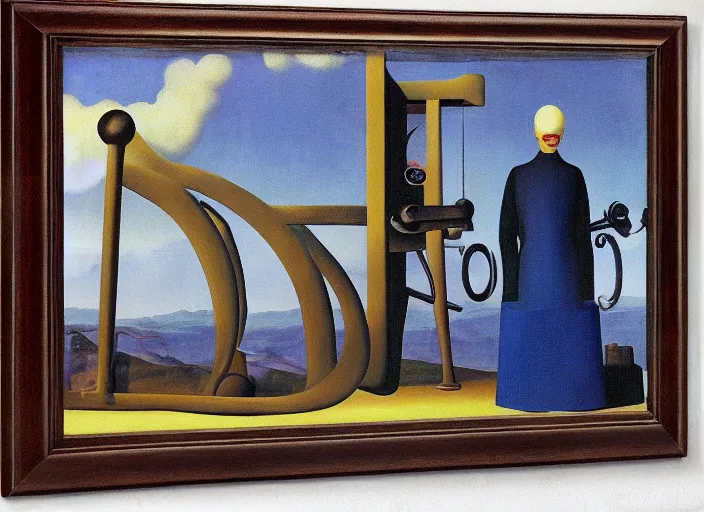 Image similar to singing strange machine by rene magritte and salvadore dali