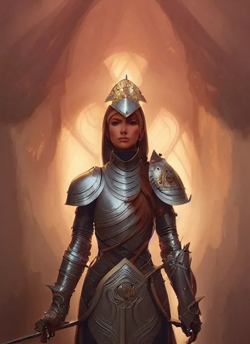 Image similar to a female knight from europe, highly detailed, digital painting, artstation, concept art, wallpaper, smooth, sharp focus, illustration, art by artgerm and greg rutkowski and alphonse mucha