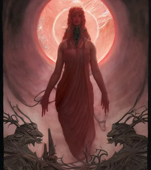 Image similar to blood rose nightmare of the maiden in the fortress of lies, by annie swynnerton and tino rodriguez and charlie bowater and tom bagshaw and nicholas roerich and jean delville and evelyn de morgan and lucien freud, dramatic lighting, floral tattoos, rich colors, smooth sharp focus, anime key visual, extremely detailed, adolf wolfli