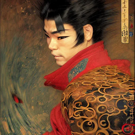 Image similar to a portrait of a male splinter ninja hamato yoshi in a red kimono in the sewers. furaffinity furry art detailed face painting by gaston bussiere craig mullins jc leyendecker gustav klimt artgerm greg rutkowski furry