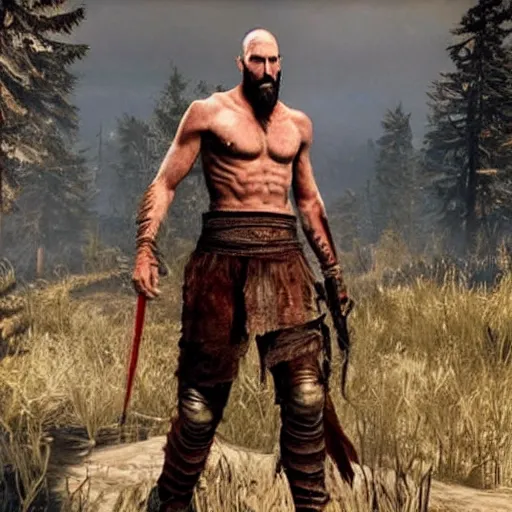 Image similar to Keanu Reeves in the God of War game