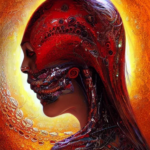 Image similar to Red alien, intricate, detailed digital art by Karol Bak