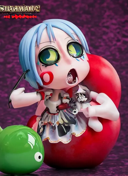 Image similar to a dramatic emotional hyperrealistic pop surrealist oil panting of a sad sobbing grotesque kawaii vocaloid figurine caricature sobbing red in the face ugly crying with tears and snot featured on warhammer fantasy battle by sony pictures animation made of madballs