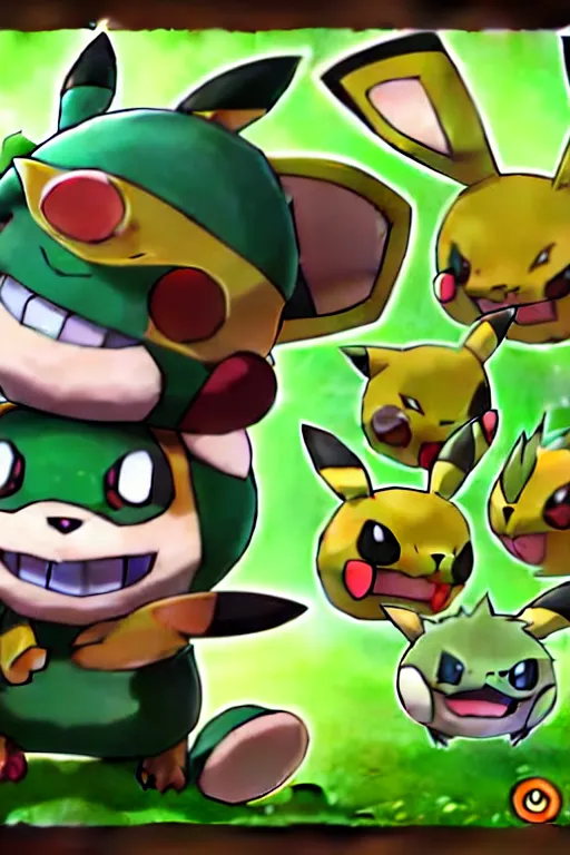 Image similar to teemo, a pokemon trading card of teemo, highly detailed pokemon trading card screenshot